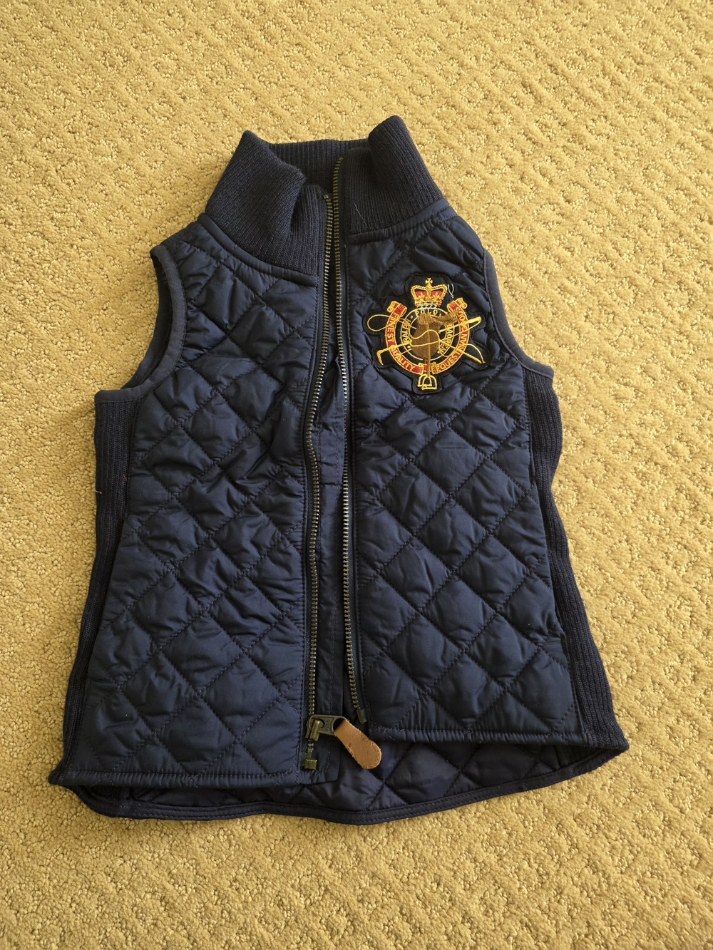 Ralph Lauren Navy Quilted Sleeveless Puffer Vest with Crest 4T